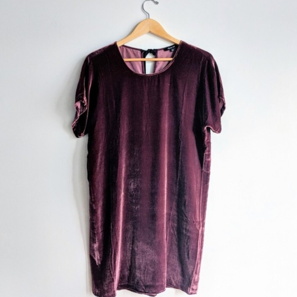 Madewell velvet bow-back tee dress in cabernet